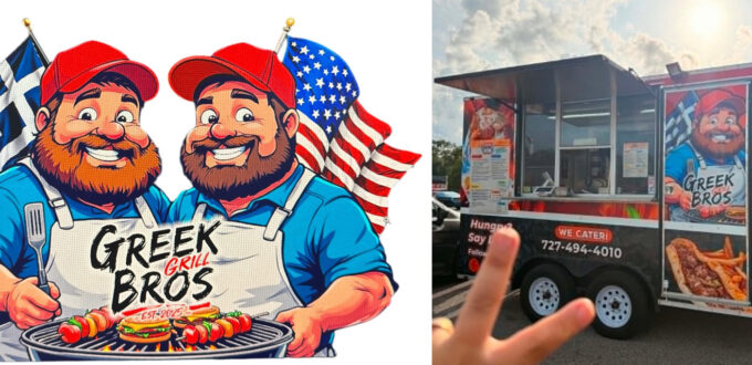 Greek Grill Bros logo and image of the food truck