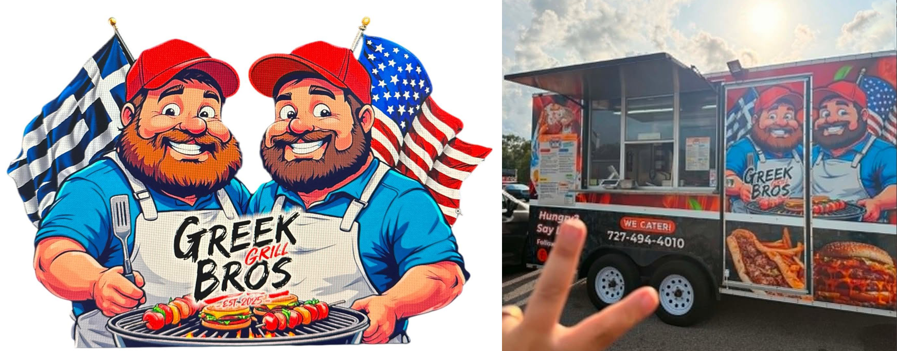 Greek Grill Bros logo and image of the food truck